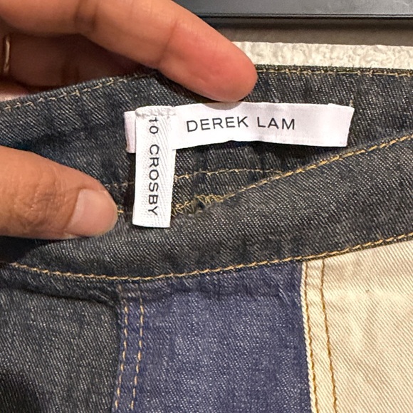 Derek Lam Colorblock Denim Mini Skirt - Black, Blue, and Cream - Picture 4 of 6